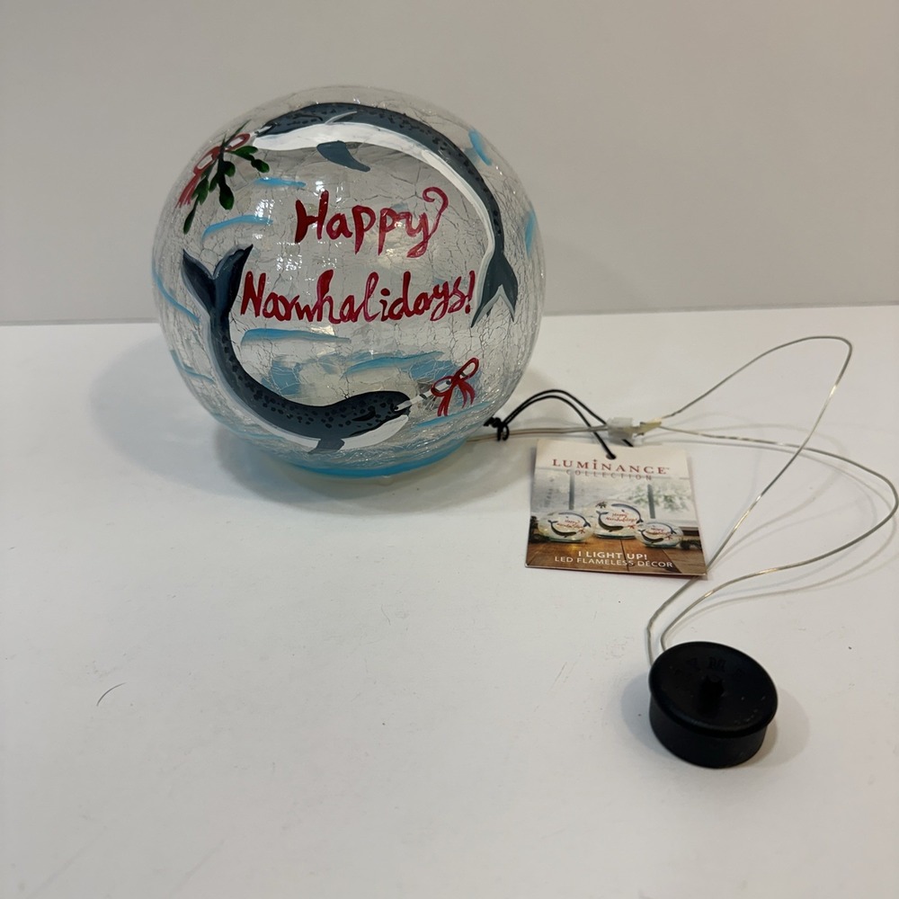 Luminance Collection Happy Narwhalidays Light Up Globe Christmas Arctic NWT - Picture 2 of 10